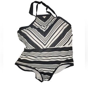Womens Time And Tru Black And White One Piece Swimsuit Size XL